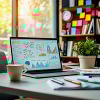 Sleek Laptop displaying a diverse dashboard of informational graphs